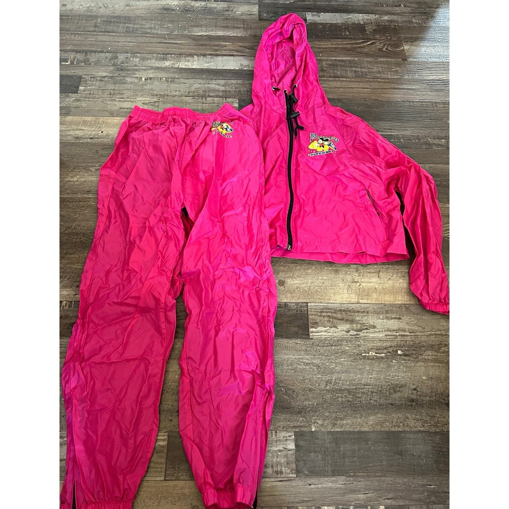 Mickey Unlimited Disney Mickey Mouse Women's Pink Nylon 2pc Tracksuit L